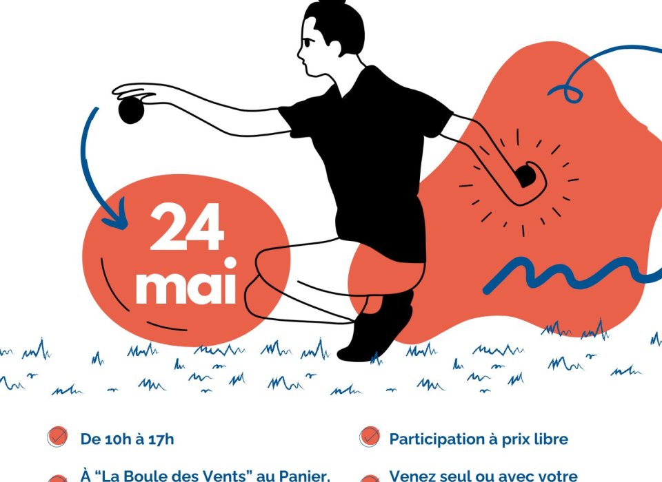 Affiche évènement Pétanque solidaire le 24 mai à La Boule des Vents